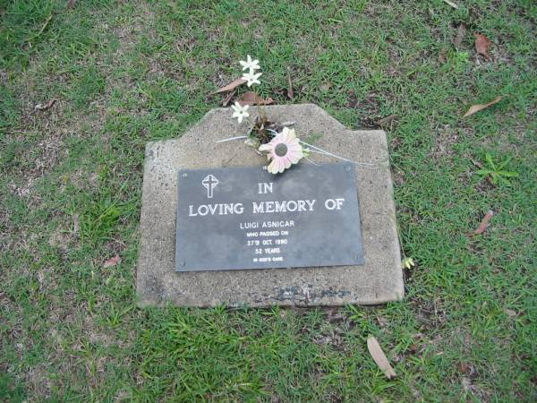 Luigi ASNICAR  | 27 Oct 1990  | aged 52  |   | Albany Creek Cemetery, Pine Rivers  |   | 