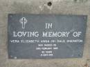Vera Elizabeth Anna (N) Dale SHERATON,
died 28 Feb 1995 aged 80 years;
Alberton Cemetery, Gold Coast City