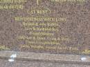 James (Jim) Ambrose PETERS
(born Gilbert James SPICER),
9-1-1910 - 7-9-2000,
Joyce wife of 63 years;
Joyce PETERS (nee COX),
born Wagga Wagga NSW,
28-1-1916 - 25-8-2004;
remembered by Russell & wife Robyn,
Jann & husband Ray,
grandchildren Vikki-Lee & Dean,
Craig & Peta,
great grandchildren Tania, Natasha, Alyssa, Jacob, Teah;
Alberton Cemetery, Gold Coast City