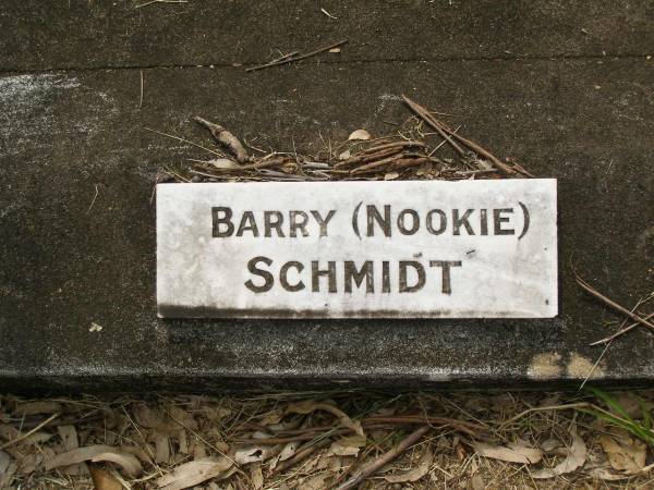 Barry (Nookie) SCHMIDT;  | Appletree Creek cemetery, Isis Shire  | 