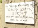 William Exley BURTON,
died 2 Dec 1944 aged 36 years;
Bell cemetery, Wambo Shire