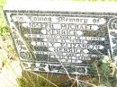 Joseph Michael HERRICK,
died 28-3-1950 aged 67 years;
Lilly Elizabeth HERRICK,
died 14-12-1986 aged 93 years;
Bell cemetery, Wambo Shire