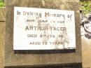 Arthur FACER,
father,
died 9 Feb 1961 ageed 73 years;
Bell cemetery, Wambo Shire