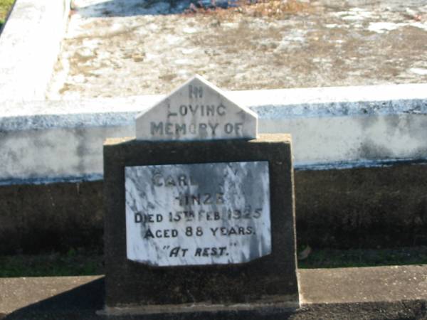 Carl HINZE  | 15 Feb 1925  | aged 88  |   | Bethania (Lutheran) Bethania, Gold Coast  | 