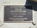 Nellie HOFFSCHILDT,
09-04-1914 - 24-01-2008,
wife of Mervyn,
mother of Keith, Eric, Derek, Neville & Peter;
Blackbutt-Benarkin cemetery, South Burnett Region
