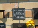 Valda Elizabeth STOCKS,
wife of Syd,
died 10 Sept 1991 aged 81 years;
Blackbutt-Benarkin cemetery, South Burnett Region