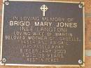 Brigid Mary JONES (nee LANGTON),
wife of Martin,
mother of Isabelle, Fraser & Abigail,
died 8 Feb 2003 aged 38 years;
Bribie Island Memorial Gardens, Caboolture Shire