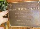 Leona Beatrice JONES,
died 29 Nov 2002 aged 83 years;
Bribie Island Memorial Gardens, Caboolture Shire