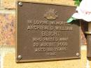 Archibald William BLIGHT,
died 22 Aug 2000 aged 88 years;
Bribie Island Memorial Gardens, Caboolture Shire