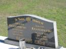 Johanna KRASCHNEFSKI,
died 13 Sept 1977 aged 73 years;
Johann KRASCHNEFSKI,
died 5 Aug 1980 aged 80 years;
Apostolic Church of Queensland, Brightview, Esk Shire