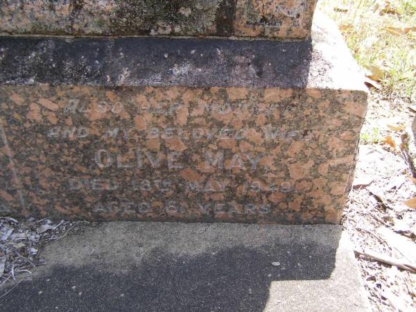 Beryl Isabel SHIELD, daughter,  | died 24 Aug 1945 aged 30 years;  | George SHIELD, father,  | died 18 Nov 1960 aged 74 years;  | Olive May, wife mother,  | died 18 May 1949 aged 61 years;  | Brookfield Cemetery, Brisbane  | 