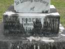 
James Robert WATTS,
died 18 March 1935 aged 63 years;
Mary WATTS,
died 18 July 1956 aged 84 years;
Caboonbah Church Cemetery, Esk Shire
