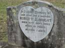 
Robert J. BRIGHT,
son brother,
died 16 Sept 1943 aged 10 years;
Caboonbah Church Cemetery, Esk Shire
