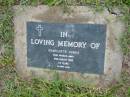 
Charlotte JONES,
died 25 Aug 1992 aged 73 years;
Caboonbah Church Cemetery, Esk Shire
