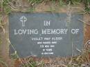 
Violet Kay KLEIER,
died 5 Nov 1991 aged 91 years;
Caboonbah Church Cemetery, Esk Shire
