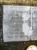 John Albert GOLTZ, father,
died 13 Oct 1974 aged 70 years;
Alma Amelia GOLTZ, wife mother,
died 31 May 1969 aged 51 years;
Caffey Cemetery, Gatton Shire