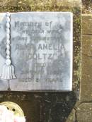 John Albert GOLTZ, father,
died 13 Oct 1974 aged 70 years;
Alma Amelia GOLTZ, wife mother,
died 31 May 1969 aged 51 years;
Caffey Cemetery, Gatton Shire