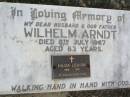 Wilhelm ARNDT, husband father,
died 8 July 1967 aged 63 years;
Hilda Louisa,
1905 - 1991, with dad;
Caffey Cemetery, Gatton Shire