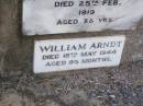 Ferdinand DAU,
died 25 Feb 1919 aged 38 years;
William ARNDT,
died 16 May 1944 aged 9 12 months;
Caffey Cemetery, Gatton Shire