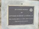 
Lenard Robert LUHRMANN,
died 21-2-1995 aged 72 years;
Canungra Cemetery, Beaudesert Shire
