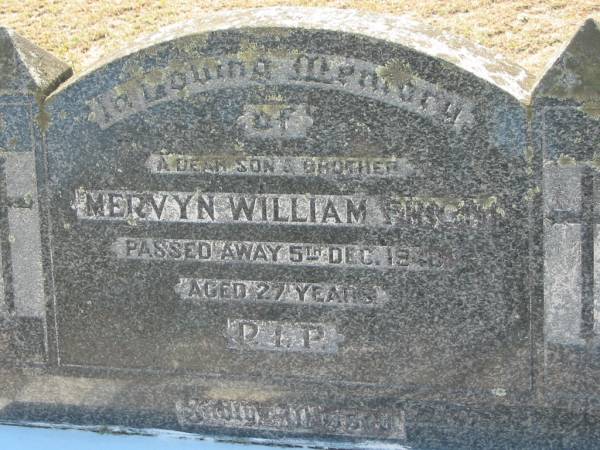 Mervyn William FINCH  | son brother,  | died 5 Dec 1948?  | aged 27 years;  | Canungra Cemetery, Beaudesert Shire  | 