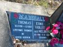 
Thomas MARSHALL, 
16-2-1911 to 1-2-1987
Esme Violet MARSHALL (nee Melrose)
15-1-1911 to 5-5-2004

Cedar Creek Cemetery, Ferny Grove, Brisbane

