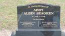 
Abby Albin SEAGREN
b: 28-Jul-1920
d: 17-Feb-1998

father, father-in-law of Ross SEAGREN, Jan PAGE
husband of Prances
Father of Albin and Melissa SEAGREN

Cooktown Cemetery

