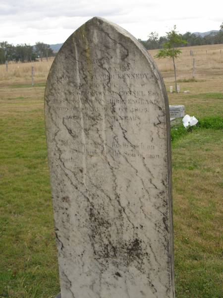 James Alexander Kennedy McCONNEL  | d: 6 Feb 1863 aged 31  | only son of Henry McCONNEL Esq, Cressbrook Derbyshire England  |   | Cressbrook Homestead, Somerset Region  | 