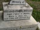 Elizabeth Claudia McCONNEL
b: 3 Jun 1913
d aged 1 year 10 months
QLD BDM Elizabeth Claudia McCONNEL, d: 1341915, mother: Phyllis Claudia Murray Prior, father: Edgar Cannon McConnel
Cressbrook Homestead, Somerset Region