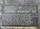 James DENNIS;
Mary Ann DENNIS (nee MARKWELL),
pioneers since 1870;
parents,
Joseph & Lillian DENNIS (nee GOAN);
Thomas DENNIS,
born 27-6-1874 died 2-7-1874 buried 3-7-1874;
David DENNIS,
born 19-8-1878 died 10-9-1878 buried 11-9-1878;
Charlotte Barker DENNIS,
born 4-7-1877 died 16-9-1878 buried 16-9-1878;
Albert DENNIS,
born 7-7-1883 died 17-7-1883 buried 18-7-1883;
Albert DENNIS,
born 28-4-1886 died 29-6-1886 buried 29-6-1886;
James DENNIS,
born 7-6-1842 died 11-10-1893 buried 12-10-1893;
Lucy DENNIS,
born 27-5-1875 died 9-12-1900 buried 10-12-1900;
Mary Ann DENNIS,
born Aug 1849 died 22-9-1920 buried 23-8-1920;
George Edwin DENNIS,
born 1-5-1921 died 31-5-1921 buried 1-6-1921;
Joseph DENNIS,
born 10-5-1891 died 23-5-1953 buried 25-5-1953;
Lillian DENNIS,
born 12-7-1891 died 21-1-1974 buried 24-1-1974;
Dennis Family Cemetery, Daisy Hill, Logan City