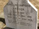 Ernestine Charlotte KRUGER (nee GIEDE),
born 13 May 1847,
died 21 July 1910;
Dugandan Trinity Lutheran cemetery, Boonah Shire