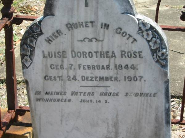 Luise Dorothea ROSE  | b: 7 Feb 1844, d: 24 Dec 1907  | Eagleby Cemetery, Gold Coast City  | 