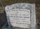 
Charles August ARNDT, son brother,
died 7 Sept 1928 aged 22 years 11 months;
Emu Creek cemetery, Crows Nest Shire
