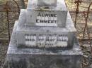 
Alwine EMMERT,
born 10 Oct 1856 died 7 May 1940;
Emelie THIES,
wife of W. THIES,
born 20 Jan 1882 Toowoomba,
died 20 Dec 1915 aged 33 years;
Heinrich EMMERT, husband,
born Zelasen 25 Sept 1854,
died 1 Feb 1921 aged 66 years;
Emu Creek cemetery, Crows Nest Shire
