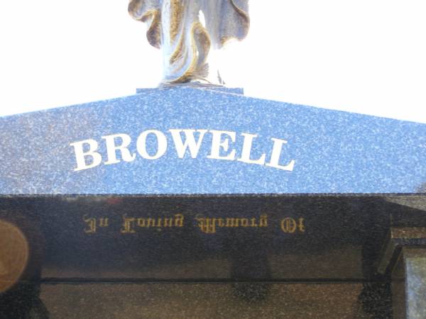 BROWELL;  | Dorothy Olive ROTHWELL BOF DARBY,  | 29-4-32 - ,  | mother of Colin, Lynette, Paul, John,  | Terry (dec) & twins Julie Ann Mary &  | Jacob Peter Hendrick (dec),  | interred Lakes Entrance Vic;  | Terry John DARBY,  | 26-12-58 - 22-4-98 aged 40,  | father of Sarah & Anna DARBY,  | son of Dorothy,  | brother of Colin, Lynette, Paul & John;  | Poochie,  | died 21-4-96 aged 15 years 2 months,  | poodle of Dorothy;  | JEWELL;  | ROTHWELL;  | Fernvale General Cemetery, Esk Shire  |   | 