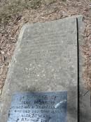 Jane Morrow
wife of Joseph CLARKSON
late of Fig Tree Pocket Indooroopilly
formerly of Horwich ... Shire
who died 27 Sep 1890?
aged 76 years
Francis Look-out burial ground, Corinda, Brisbane