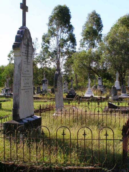 Michael DWYER,  | husband of Mary DWYER,  | born County Limerick Ireland 4 Nov 1838,  | died 7 Jan 1910 aged 71 years,  | erected by wife, family, brother Denis;  | Mary, wife,  | died 15 Dec 1919 aged 66 years;  | Denis, brother,  | died 30 May 1919 aged 84 years;  | Gleneagle Catholic cemetery, Beaudesert Shire  | 