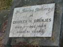 Charles H. BRUNJES,
dad,
died 7 Dec 1965 aged 51 years;
Goomeri cemetery, Kilkivan Shire
