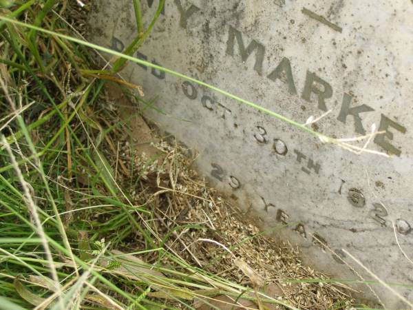 Amy MARKEY,  | died 30 Oct 1920 aged 29 years;  | Goomeri cemetery, Kilkivan Shire  | 