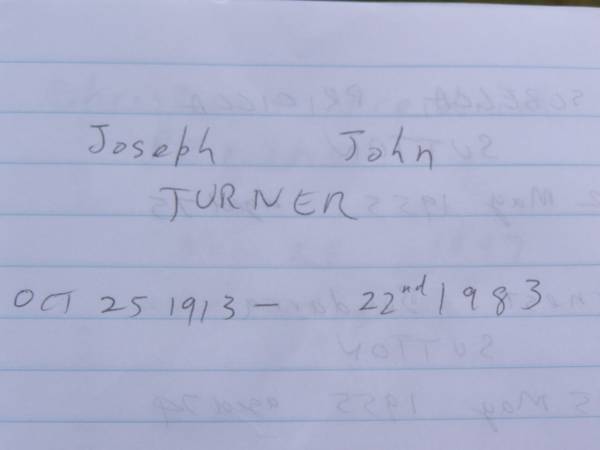 Joseph John TURNER,  | 25 Oct 1913 - 22 Jan 1983;  | Goomeri cemetery, Kilkivan Shire  | 