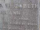 Christina Elizabeth EISEMANN,
born 2 June 1830,
died 24 Nov 1919;
Greenwood St Pauls Lutheran cemetery, Rosalie Shire