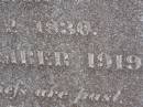 Christina Elizabeth EISEMANN,
born 2 June 1830,
died 24 Nov 1919;
Greenwood St Pauls Lutheran cemetery, Rosalie Shire