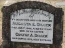 Augusta E DILGER
7 Jan 1948, aged 53
Gustav A DILGER
11 Sep 1975, aged 87
Correnna Doreen Lloyd (nee DILGER)
b: 18 Oct 1925, d: 21 Oct 2001
Haigslea Lawn Cemetery, Ipswich