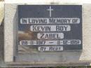 
Kevin Roy ZABEL
b: 28 Nov 1917, d: 8 Dec 1951
Harrisville Cemetery - Scenic Rim Regional Council

