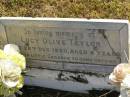 
Lucy Olive TAYLOR
d: 28 Dec 1920, aged 6
Harrisville Cemetery - Scenic Rim Regional Council

