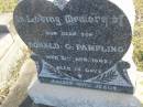 
Donald G PAMPLING
d: 21 Apr 1942, aged 15 days
Harrisville Cemetery - Scenic Rim Regional Council
