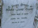 
Mary Jane CHANT
d: 17 Nov 1925, aged 50
Harrisville Cemetery - Scenic Rim Regional Council
