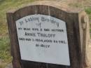 
Annie TRULOFF
d: 2 May 1954, aged 64
Harrisville Cemetery - Scenic Rim Regional Council
