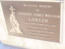 
Richard James William LAWLER,
died 20 July 2005 aged 82 years,
father of Grahame, Rodney & Geoffrey;
Helidon Catholic cemetery, Gatton Shire
