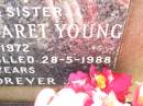 
Jo-Anne Margaret YOUNG, daughter sister,
born 2-5-1972
accidentally killed 28-5-1988 aged 16 years;
Helidon Catholic cemetery, Gatton Shire
